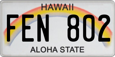HI license plate FEN802