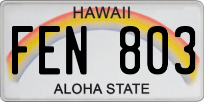 HI license plate FEN803