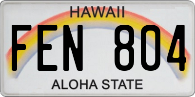 HI license plate FEN804