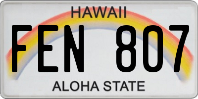 HI license plate FEN807