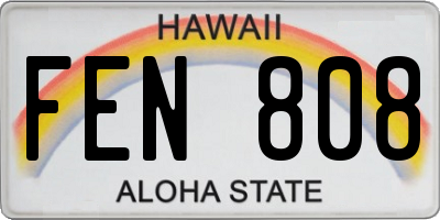 HI license plate FEN808