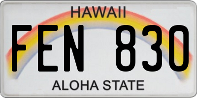 HI license plate FEN830