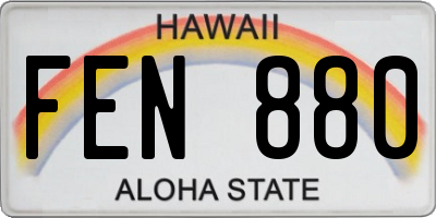 HI license plate FEN880
