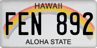 HI license plate FEN892
