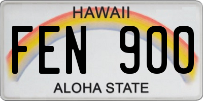 HI license plate FEN900