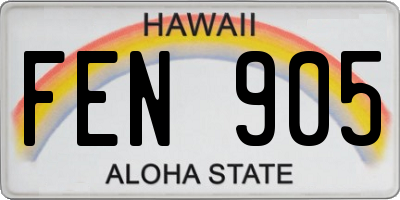 HI license plate FEN905