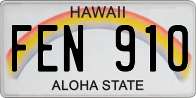 HI license plate FEN910