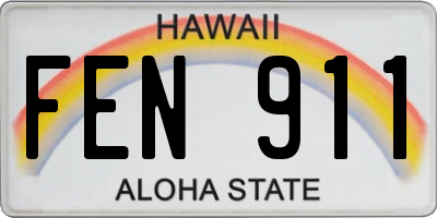 HI license plate FEN911
