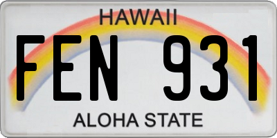 HI license plate FEN931