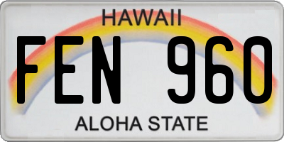 HI license plate FEN960