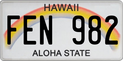 HI license plate FEN982