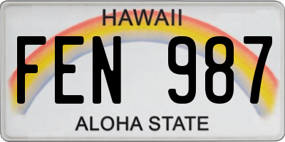 HI license plate FEN987
