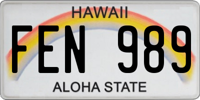 HI license plate FEN989