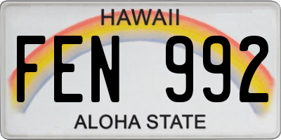 HI license plate FEN992