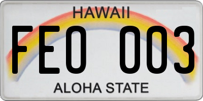 HI license plate FEO003