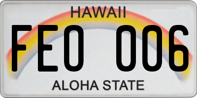 HI license plate FEO006