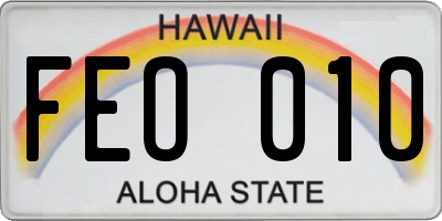 HI license plate FEO010
