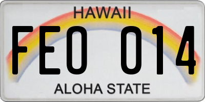 HI license plate FEO014