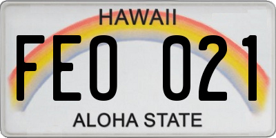 HI license plate FEO021