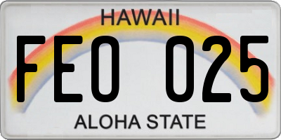 HI license plate FEO025