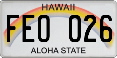 HI license plate FEO026