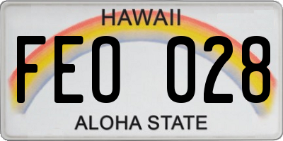 HI license plate FEO028