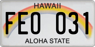 HI license plate FEO031