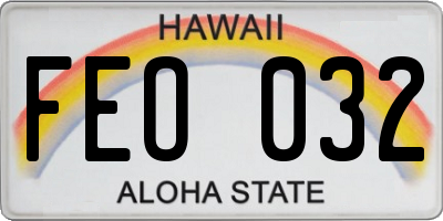 HI license plate FEO032
