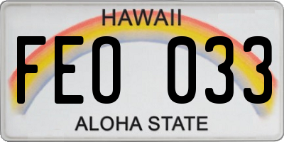 HI license plate FEO033