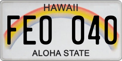 HI license plate FEO040
