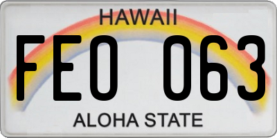 HI license plate FEO063