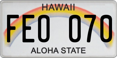 HI license plate FEO070