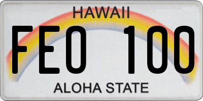 HI license plate FEO100