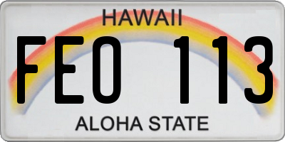 HI license plate FEO113