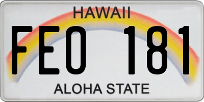 HI license plate FEO181
