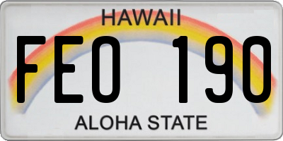 HI license plate FEO190