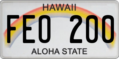 HI license plate FEO200