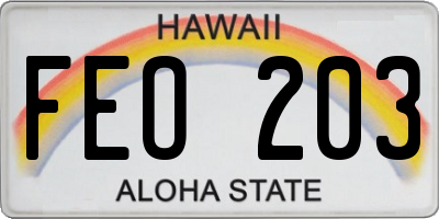 HI license plate FEO203