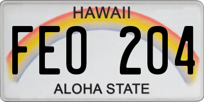 HI license plate FEO204
