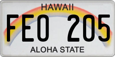 HI license plate FEO205