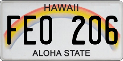 HI license plate FEO206