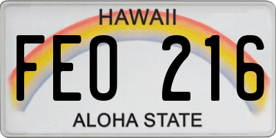 HI license plate FEO216