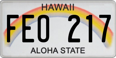 HI license plate FEO217