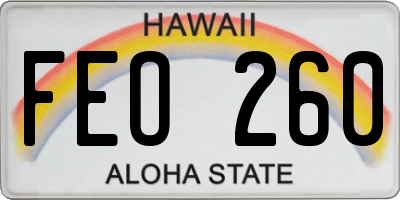 HI license plate FEO260