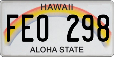 HI license plate FEO298