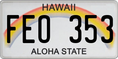 HI license plate FEO353