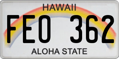 HI license plate FEO362