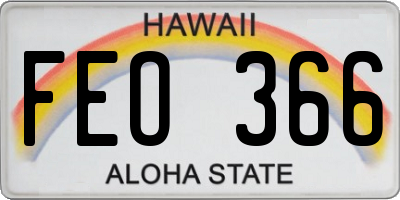 HI license plate FEO366