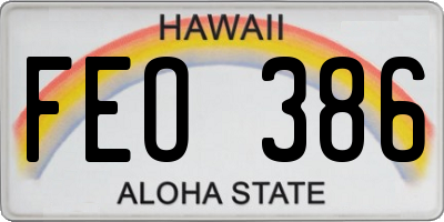 HI license plate FEO386