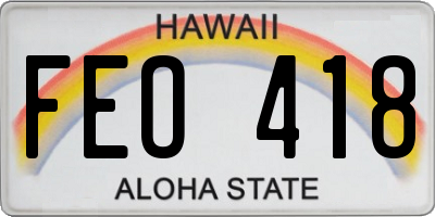 HI license plate FEO418